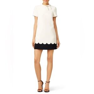 Red Valentino bow short sleeve scallop dress 36 xs